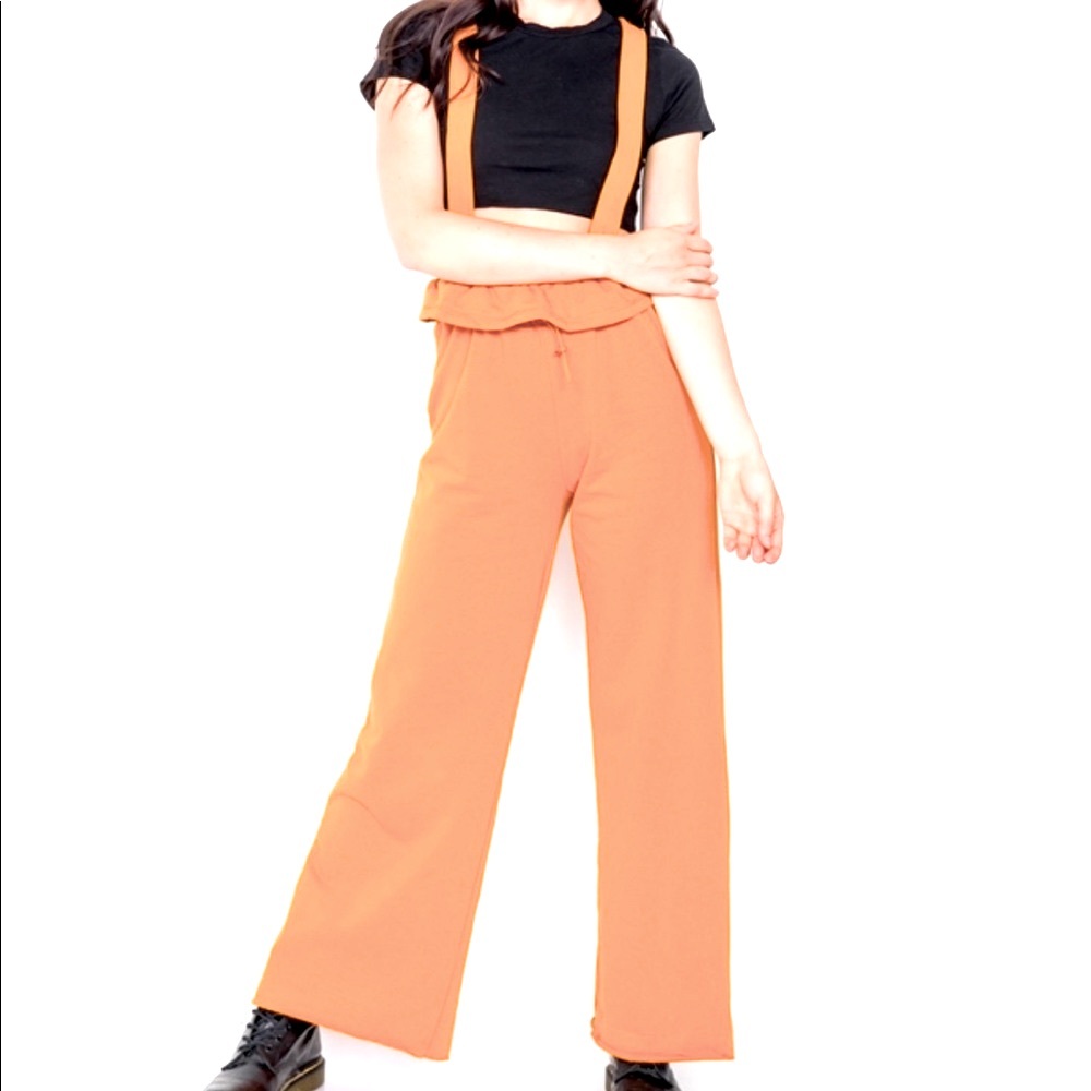 Relaxed-fit Camel Colored Wide-leg Overalls